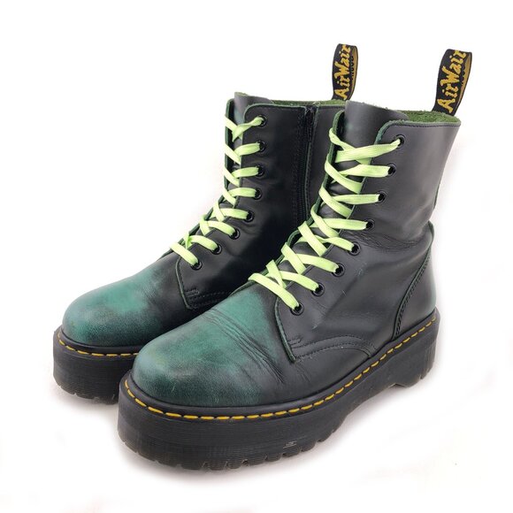 Dr. Martens Jadon Green Rub Off Leather Platform Combat Boots 10 main image 10